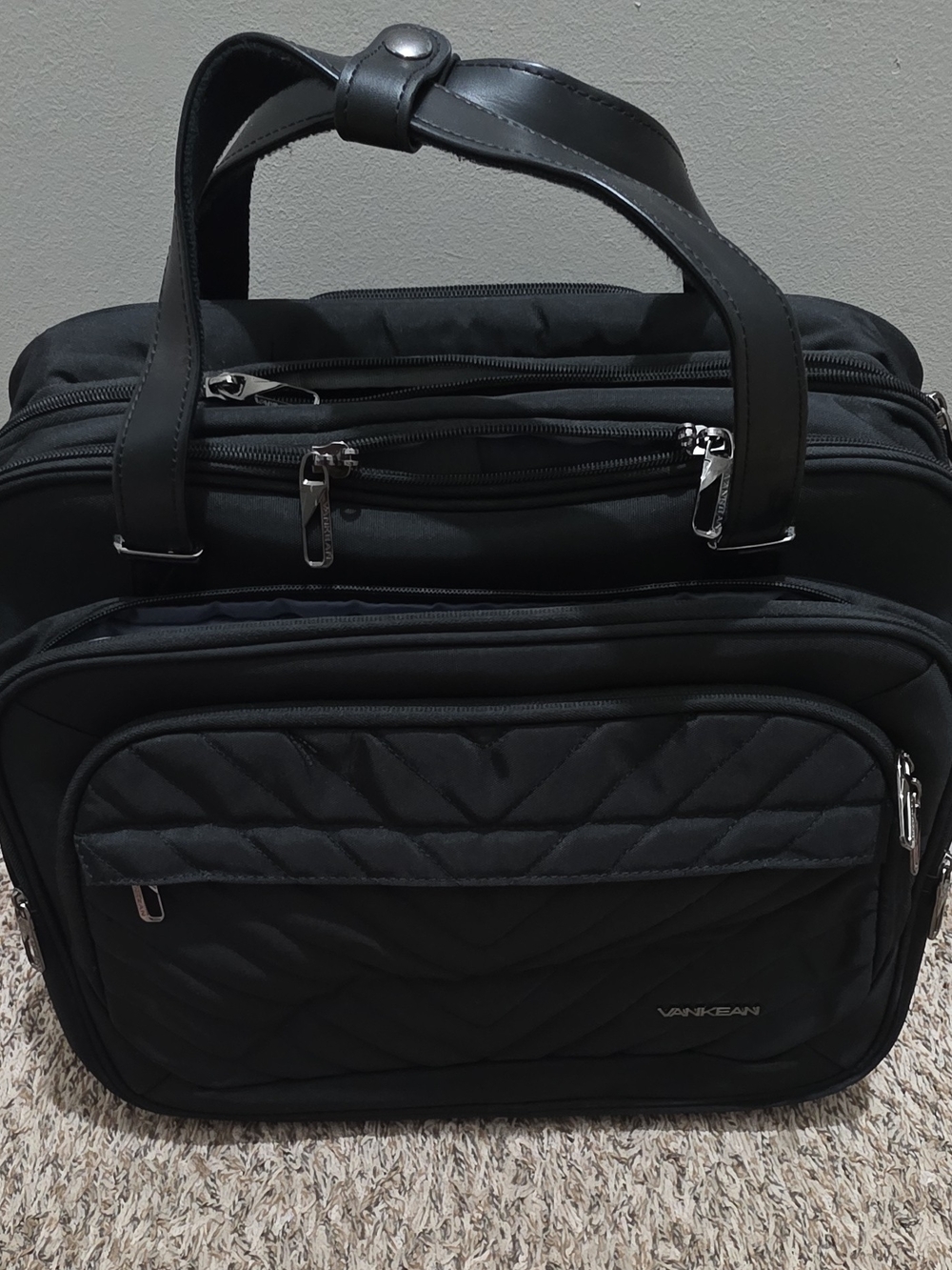 Black Quilted Laptop Bag for Men